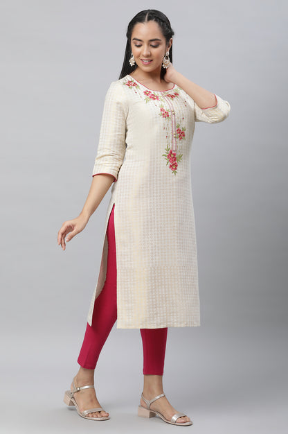 Off-White Embellished Kurta