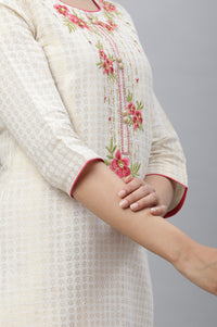 Off-White Embellished Kurta