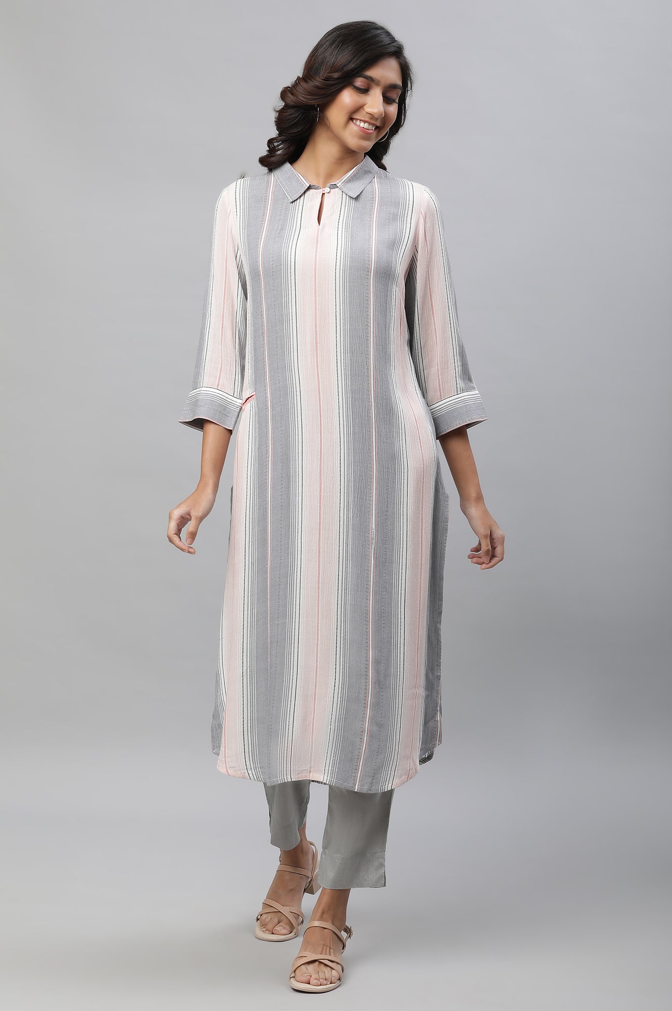 Multi-coloured Stripe Printed Casual Kurta