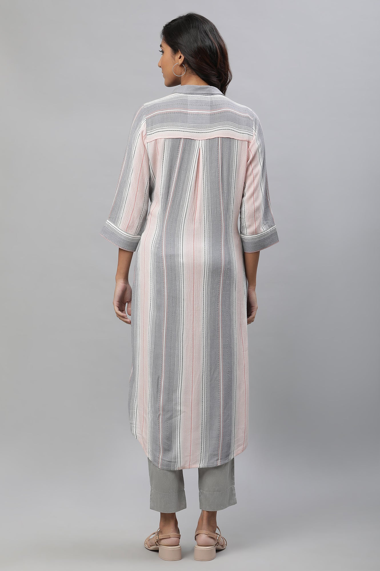 Multi-coloured Stripe Printed Casual Kurta