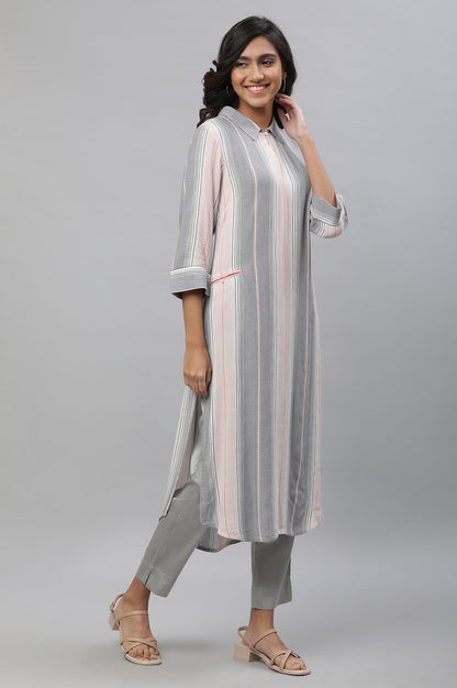 Multi-coloured Stripe Printed Casual Kurta