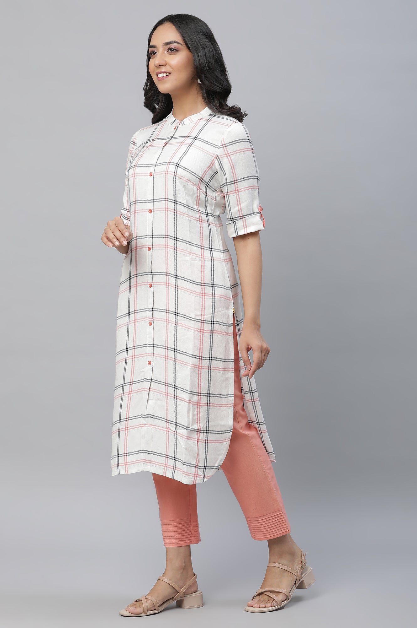 White Checker Modern Ethnic Casual Kurta