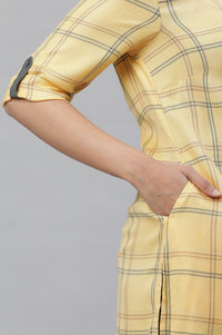 Yellow Checker Modern Ethnic Casual Kurta