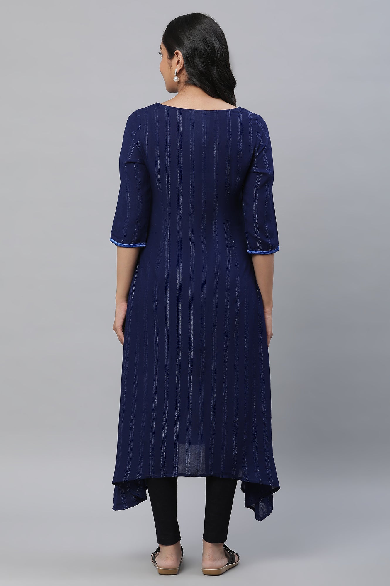 Blue Embroidered Asymmetrical Kurta