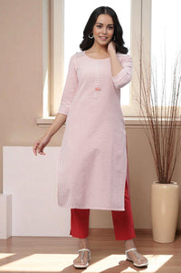 Peach Stripe Seer Sucker Kurta
