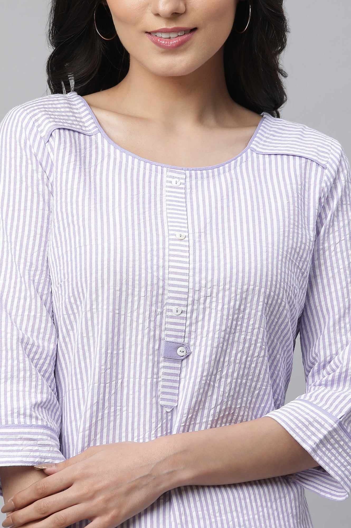 Purple Stripe Seer Sucker Kurta