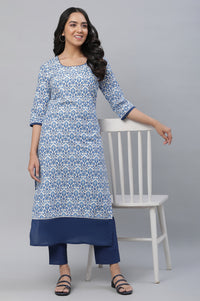 White Floral Straight Cotton Kurta
