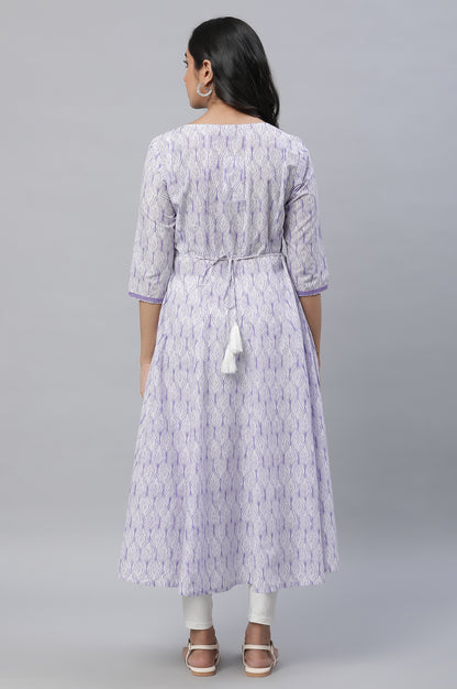 Purple Floral Printed Anarkali Kurta