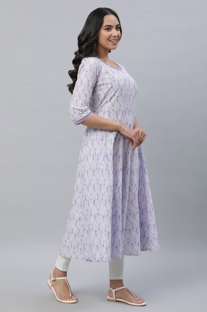 Purple Floral Printed Anarkali Kurta