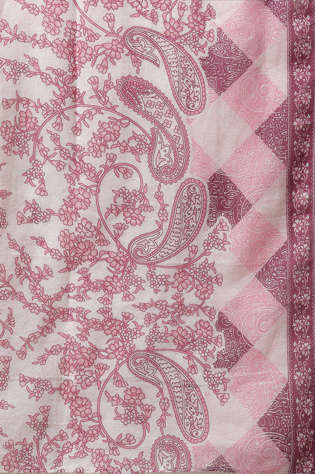 White Straight Kurta with Purple Floral Print