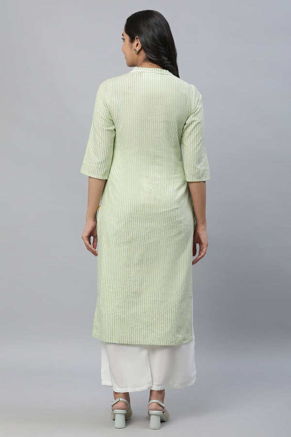 Green Stripe Print Kurta