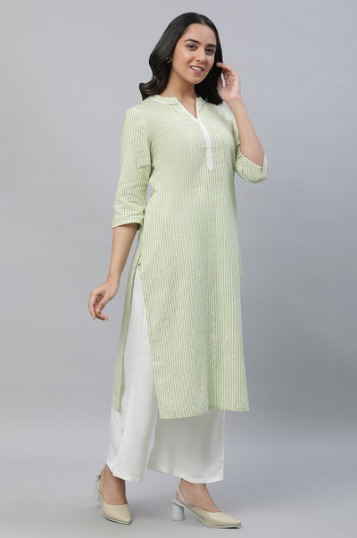 Green Stripe Print Kurta