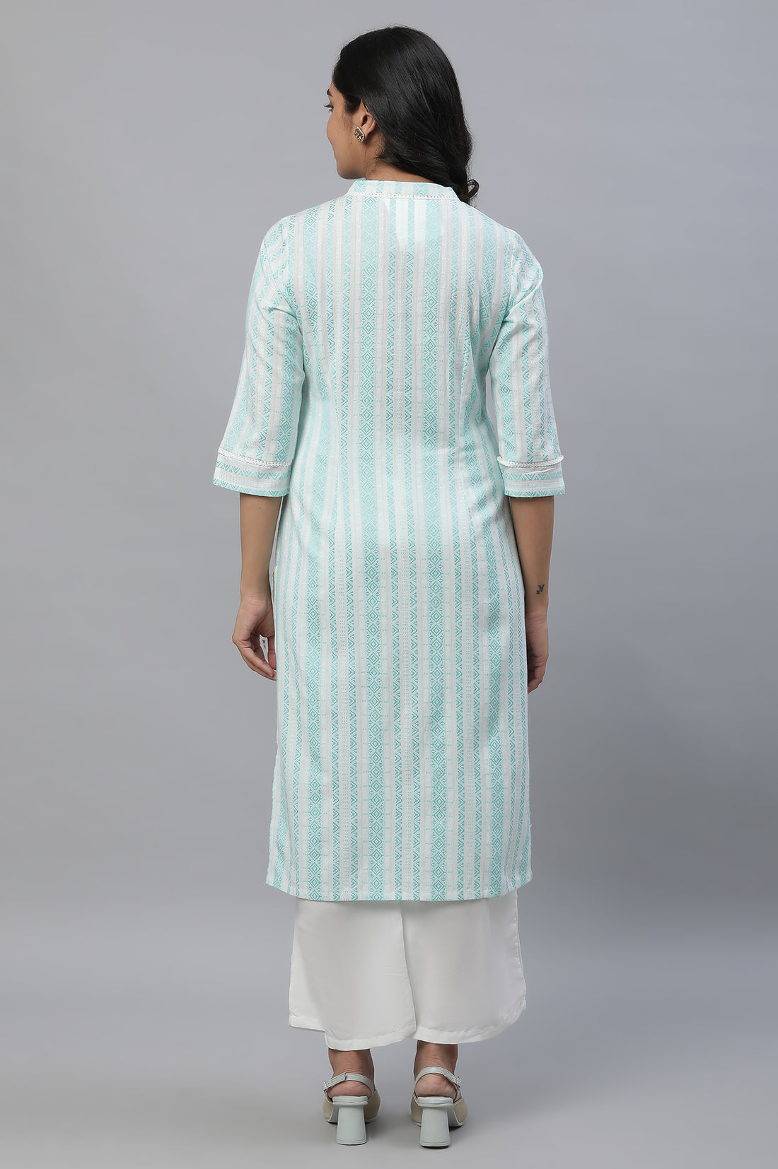 Green Dobby Causal Kurta