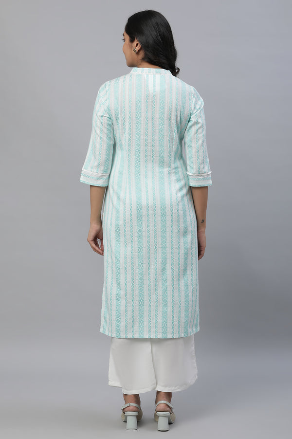 Green Dobby Causal Kurta