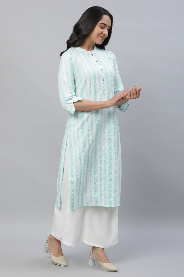 Green Dobby Causal Kurta