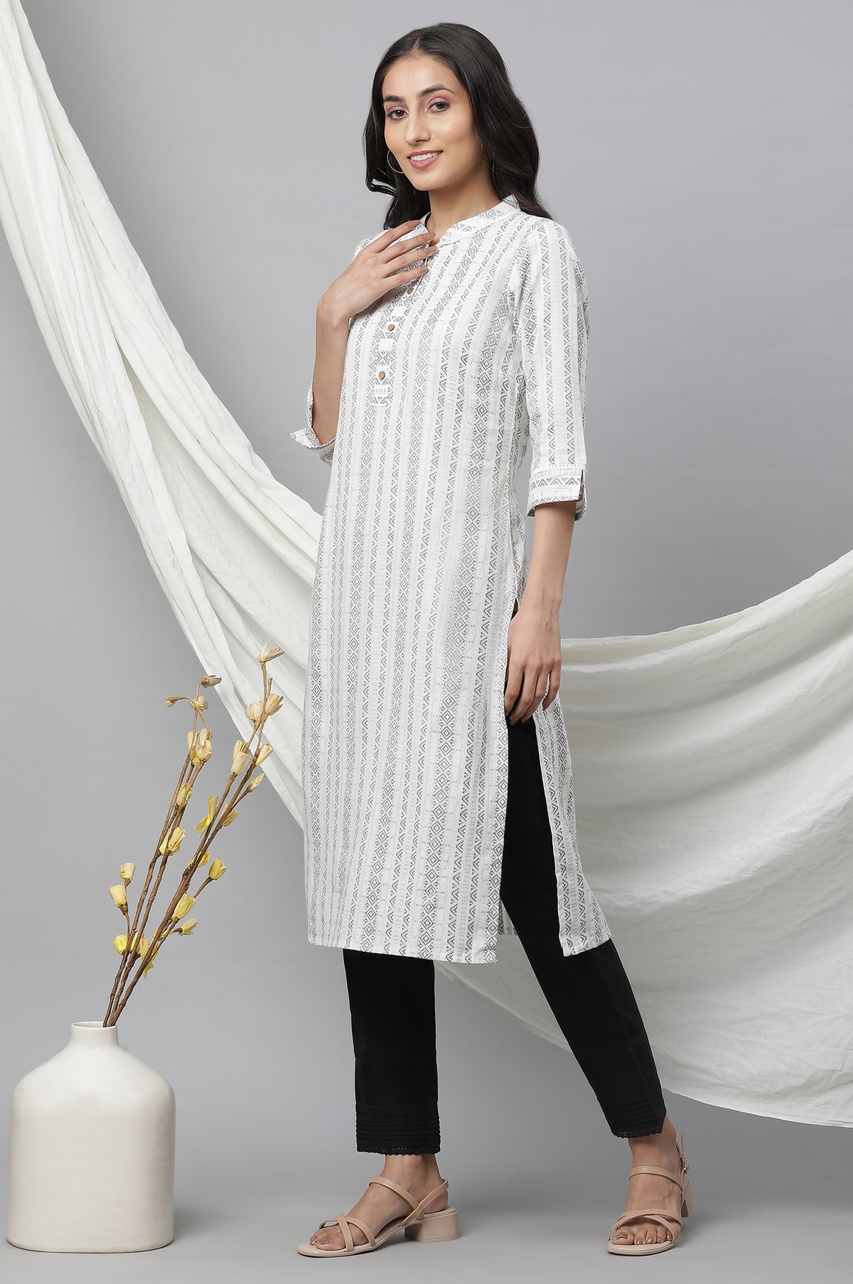 Steel Grey Dobby Kurta - XS