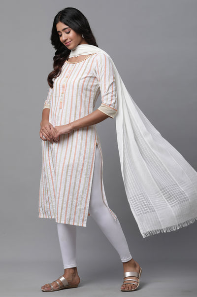 Multi-coloured Stripe Printed Casual Kurta