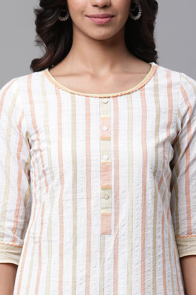 Multicolor Cotton Blend Straight Kurta and Palazzo Set