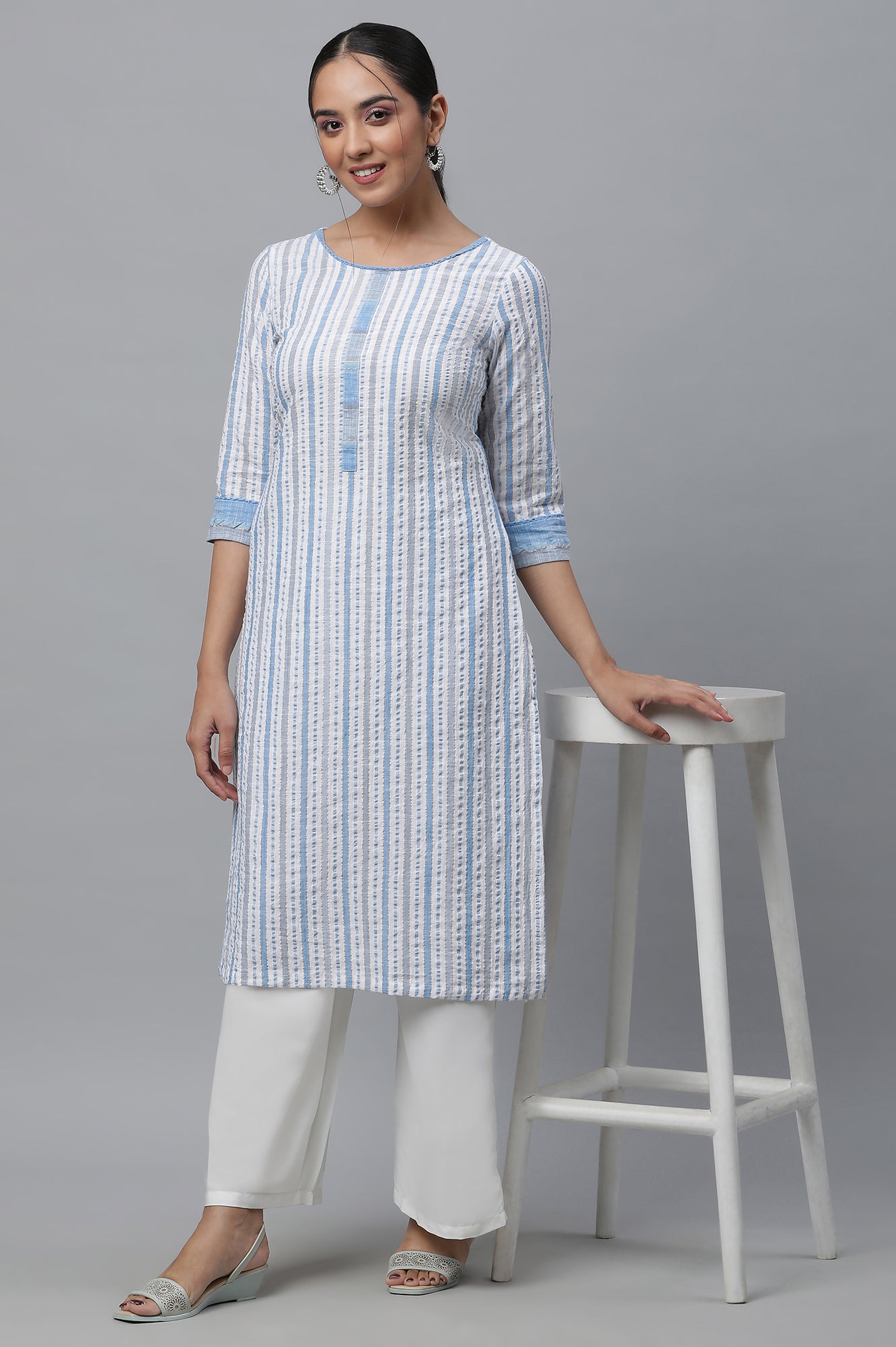 Multi-coloured Stripe Printed Casual Kurta