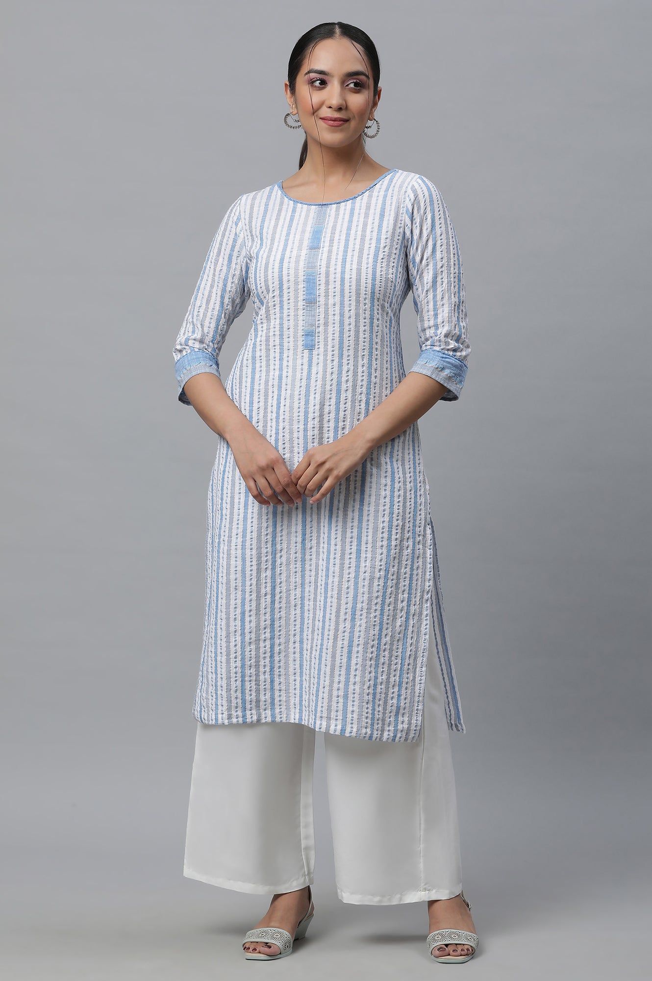 Multi-coloured Stripe Printed Casual Kurta