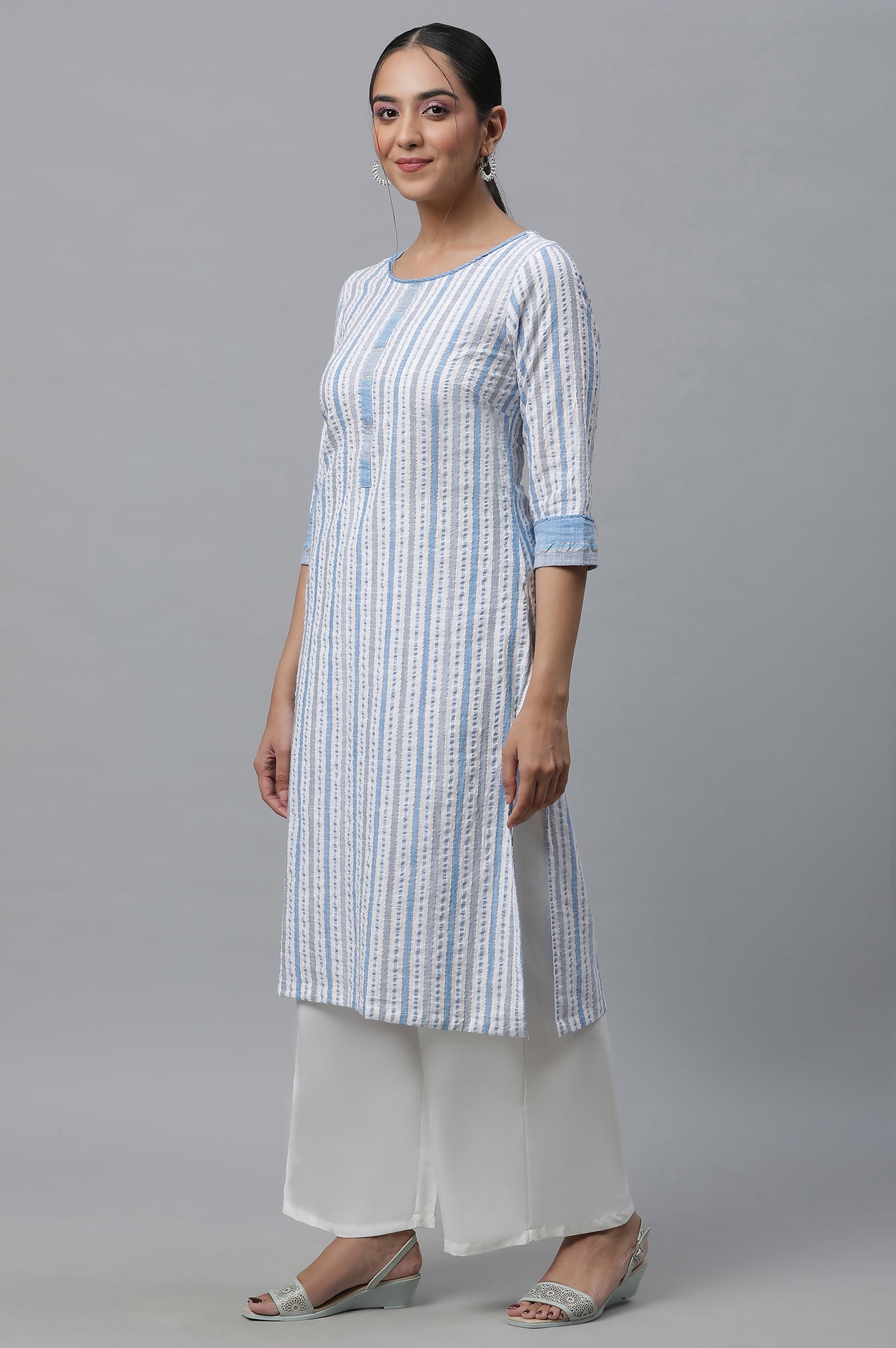 Multi-coloured Stripe Printed Casual Kurta