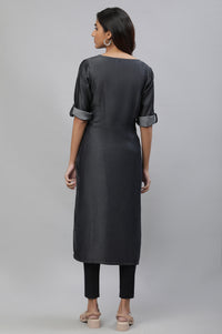 Black Tencil Denim Straight Kurta