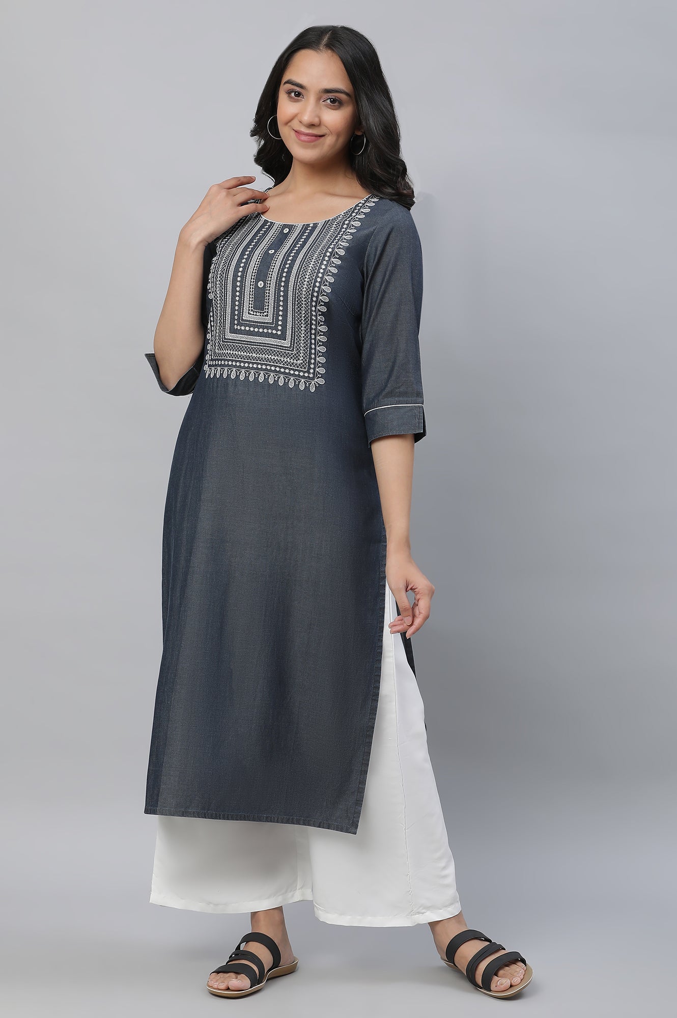 Straight Denim Kurta