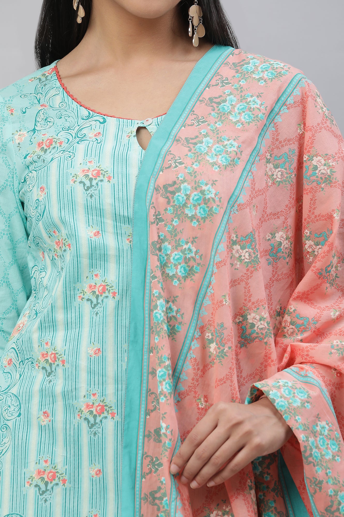 Bermuda Blue Printed Cotton Kurta