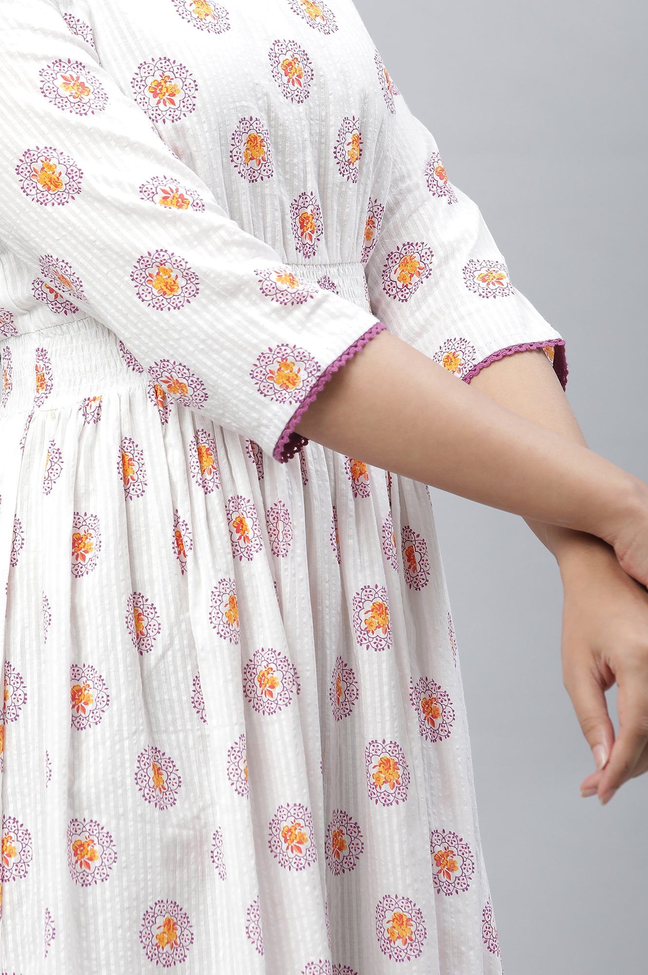 White Floral Printed Short Dress