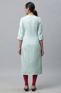 Green Printed Straight Kurta