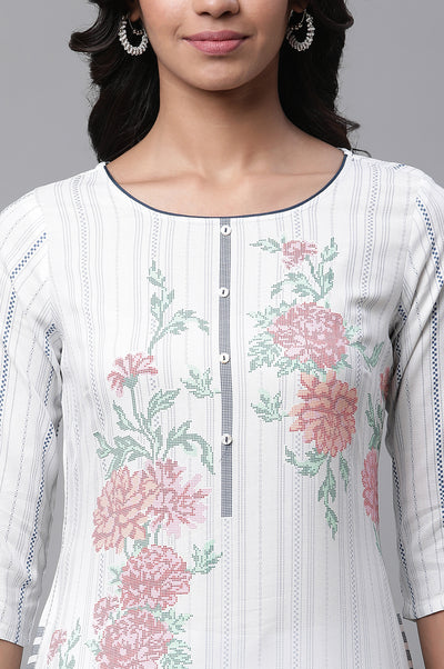 White Straight Kurta and Palazzo Set