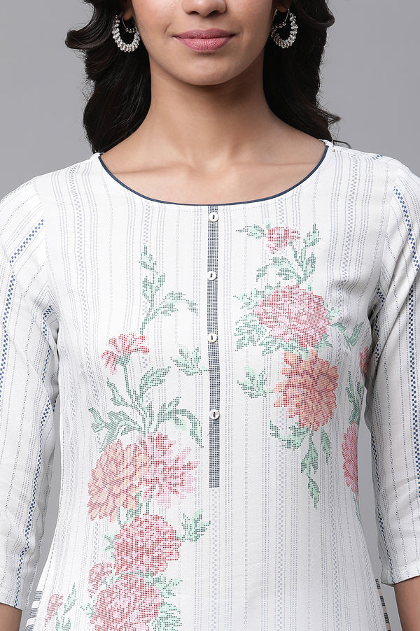 White Straight Kurta and Palazzo Set