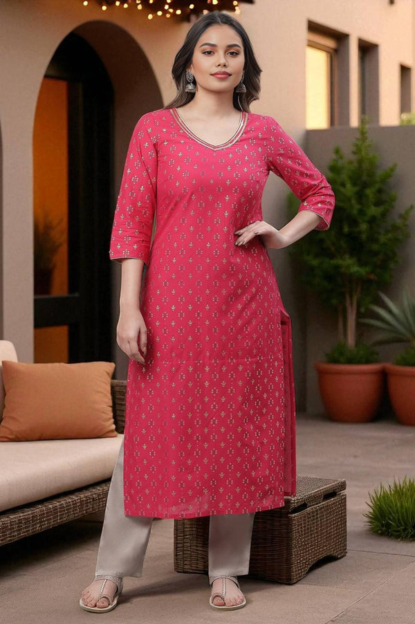Hot Pink Embellished Kurta
