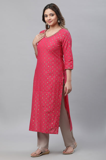 Hot Pink Embellished Kurta