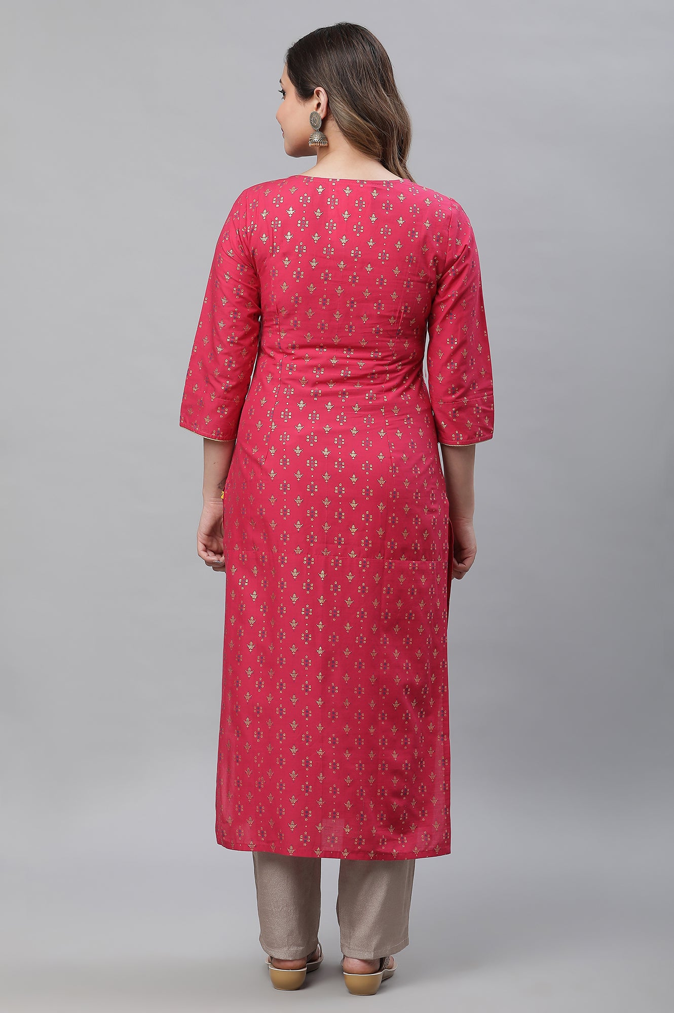 Hot Pink Embellished Kurta