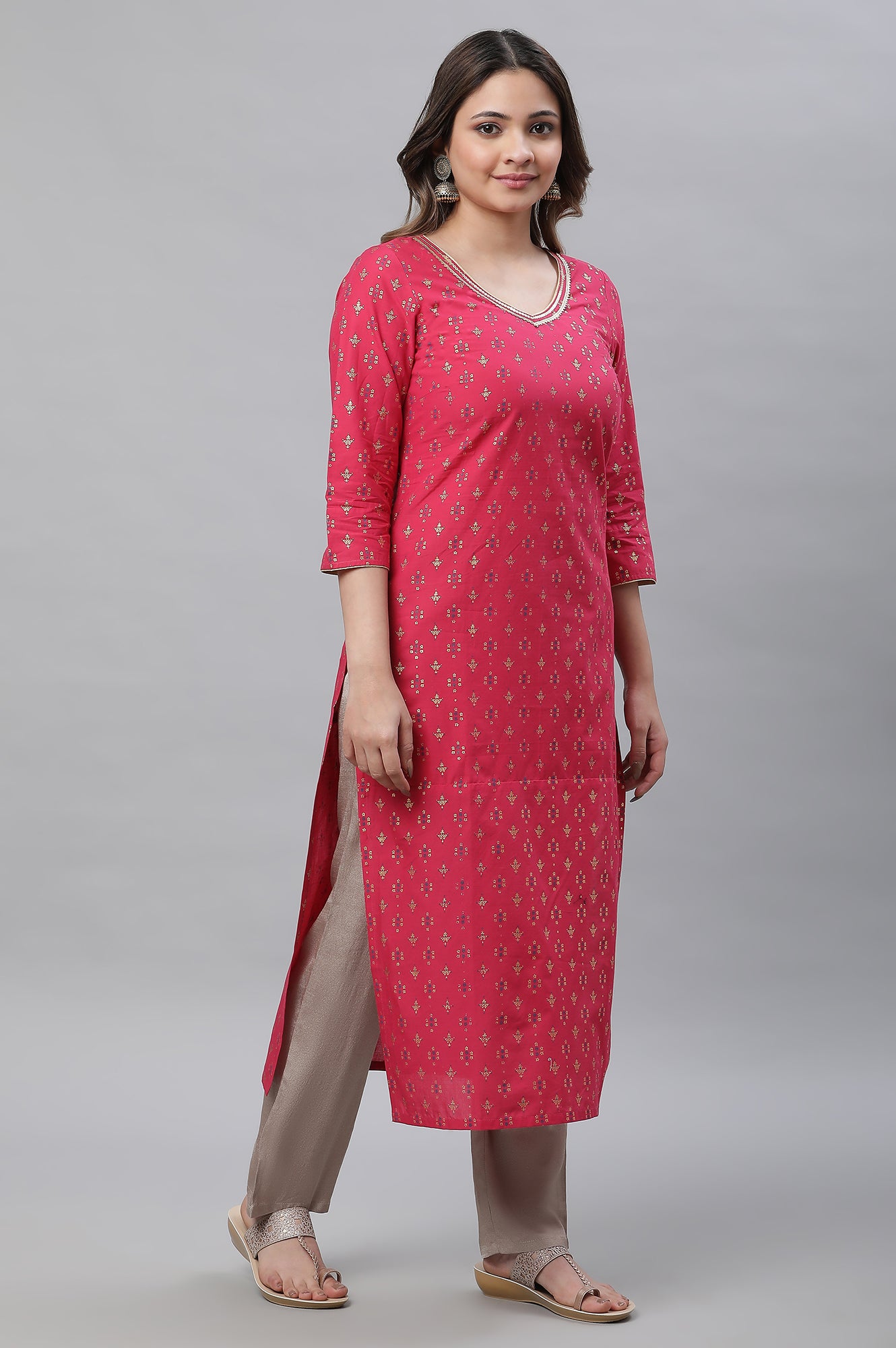 Hot Pink Embellished Kurta