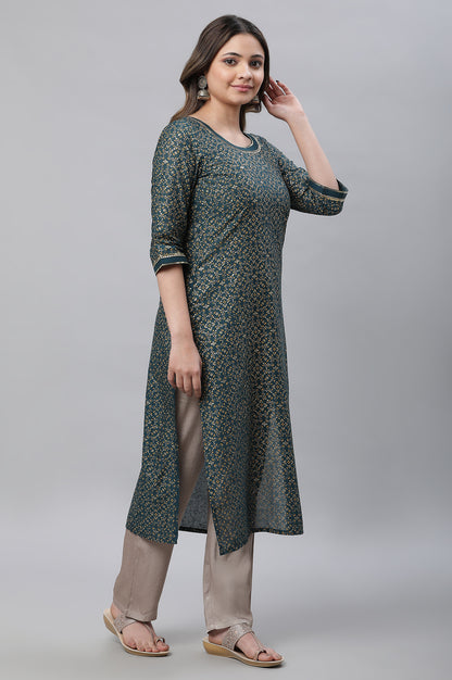 Green Round Neck Kurta