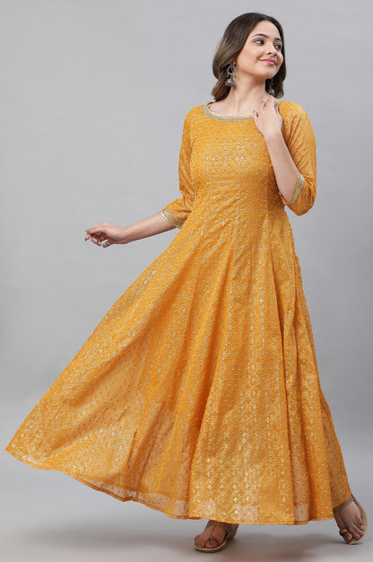 Yellow Kalidar Ethnic Long Kurta