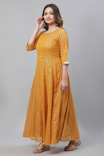 Yellow Kalidar Ethnic Long Kurta