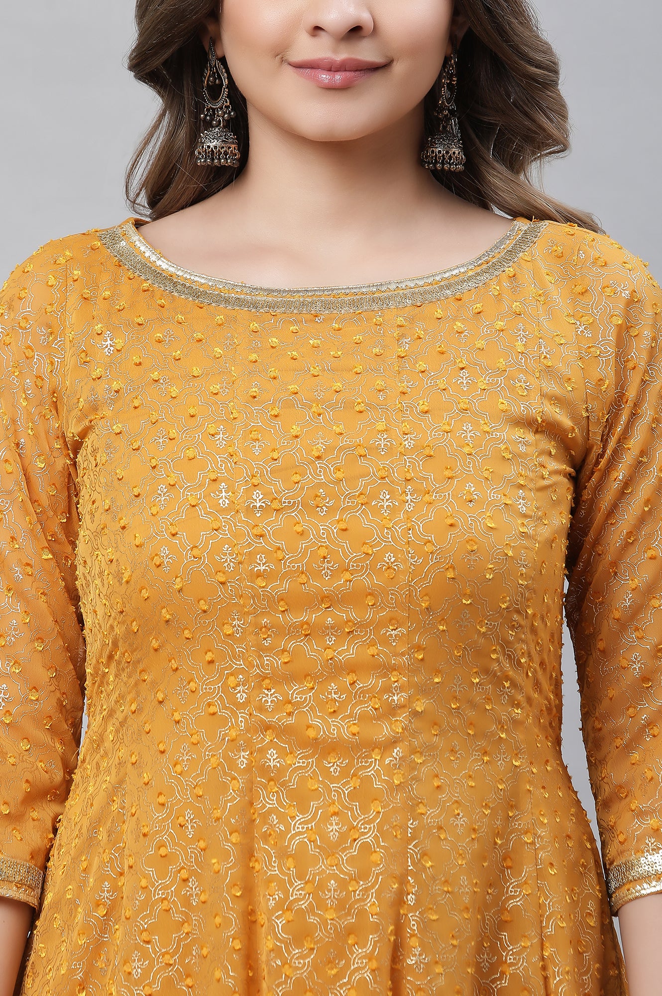 Yellow Kalidar Ethnic Long Kurta