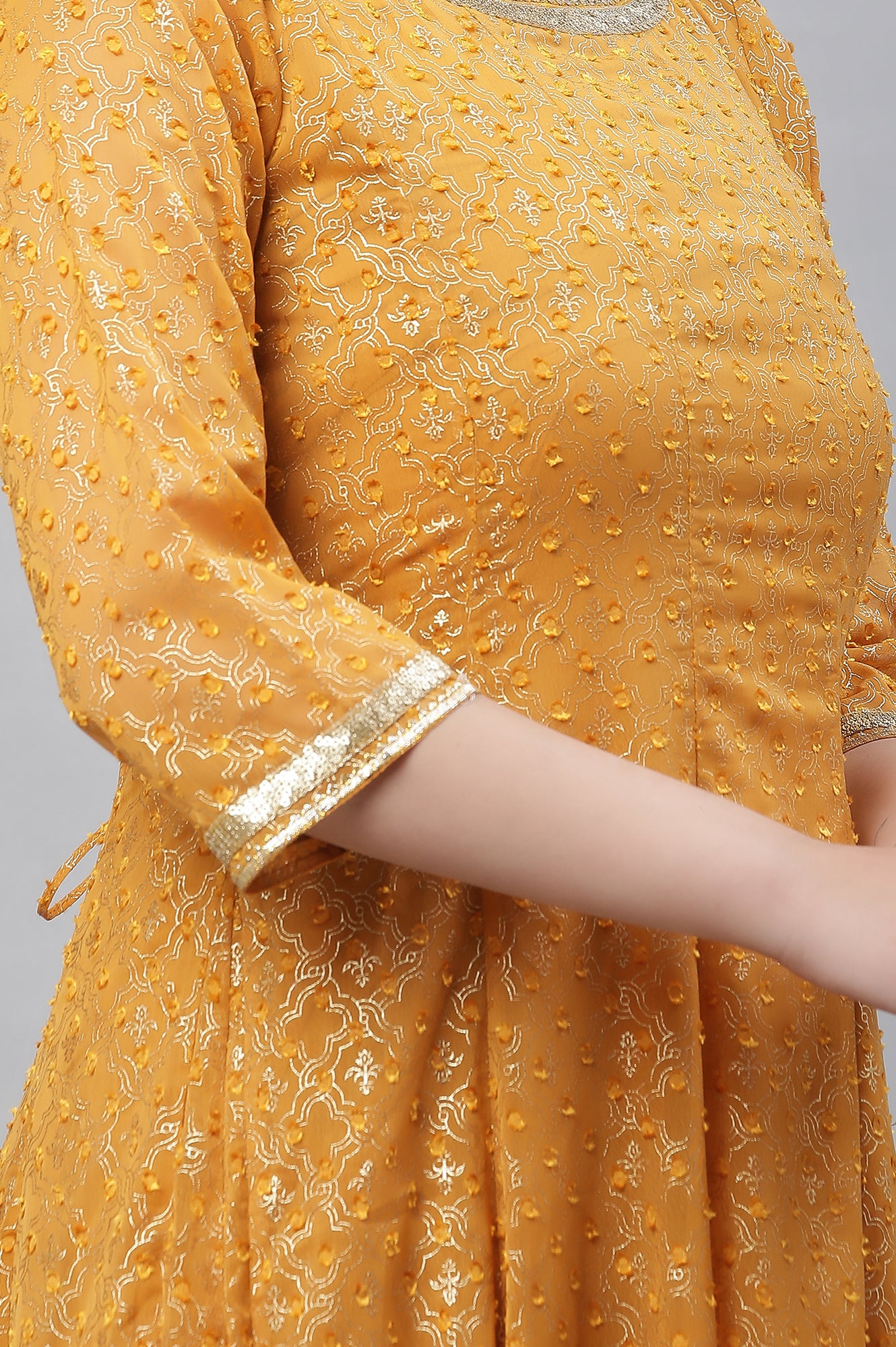 Yellow Kalidar Ethnic Long Kurta