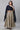Beige Printed Flared Dress with Attached Dupatta