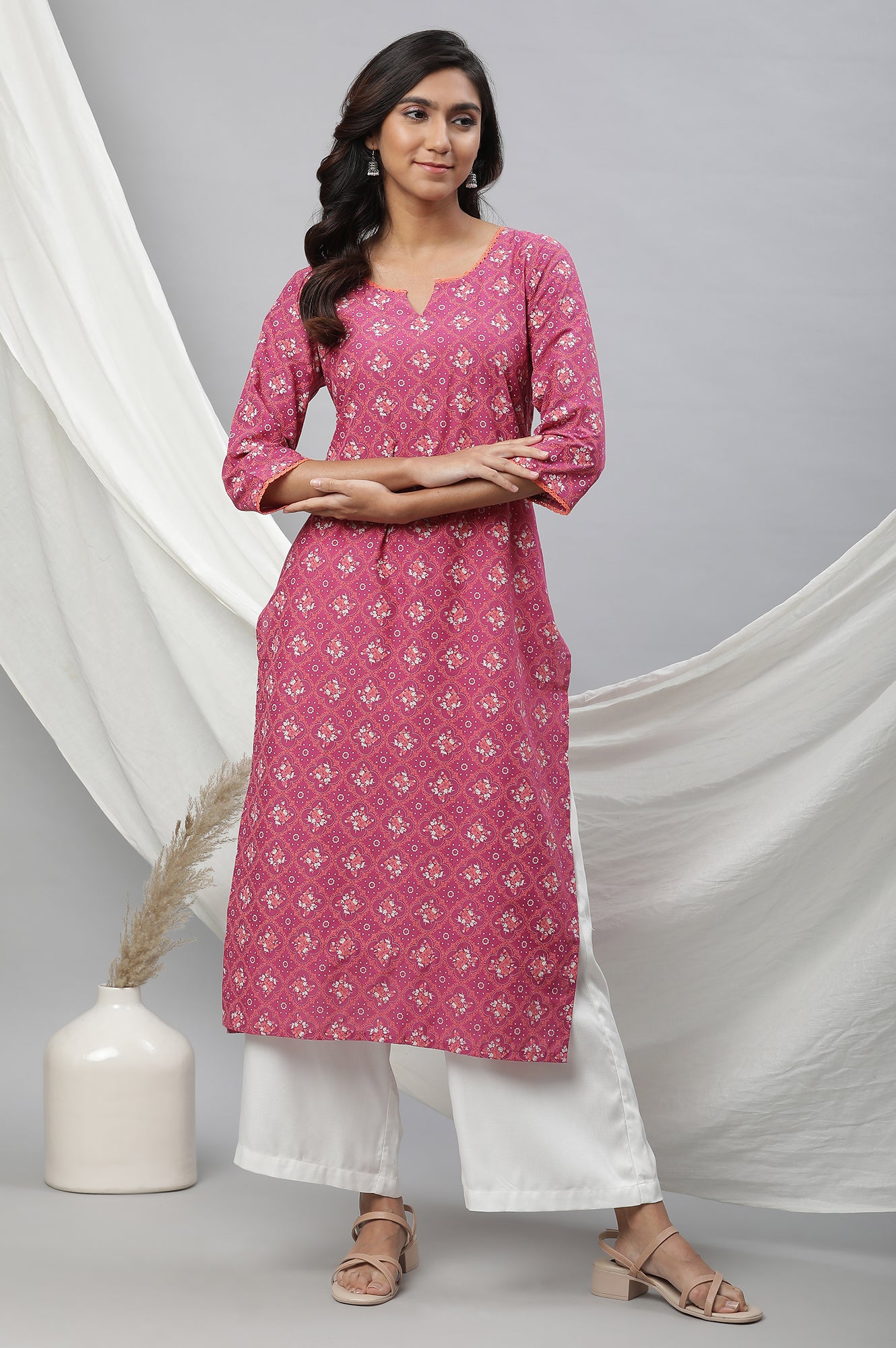 Raspberry Maroon Printed Kurta