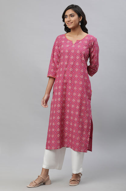 Raspberry Maroon Printed Kurta