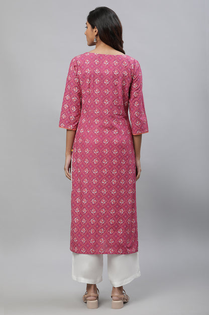 Raspberry Maroon Printed Kurta