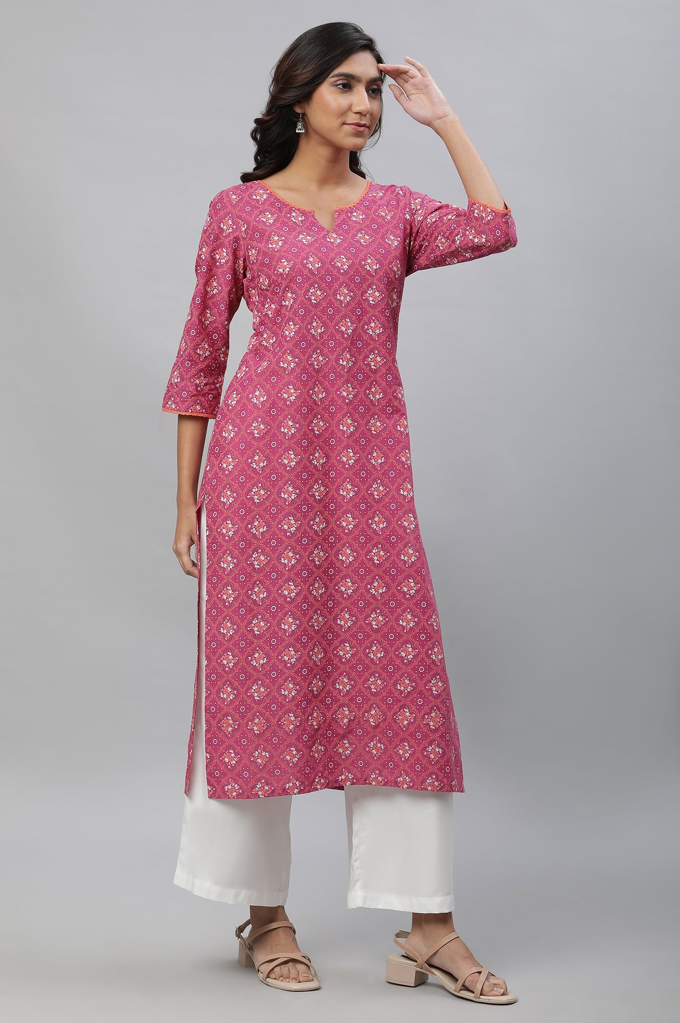 Raspberry Maroon Printed Kurta