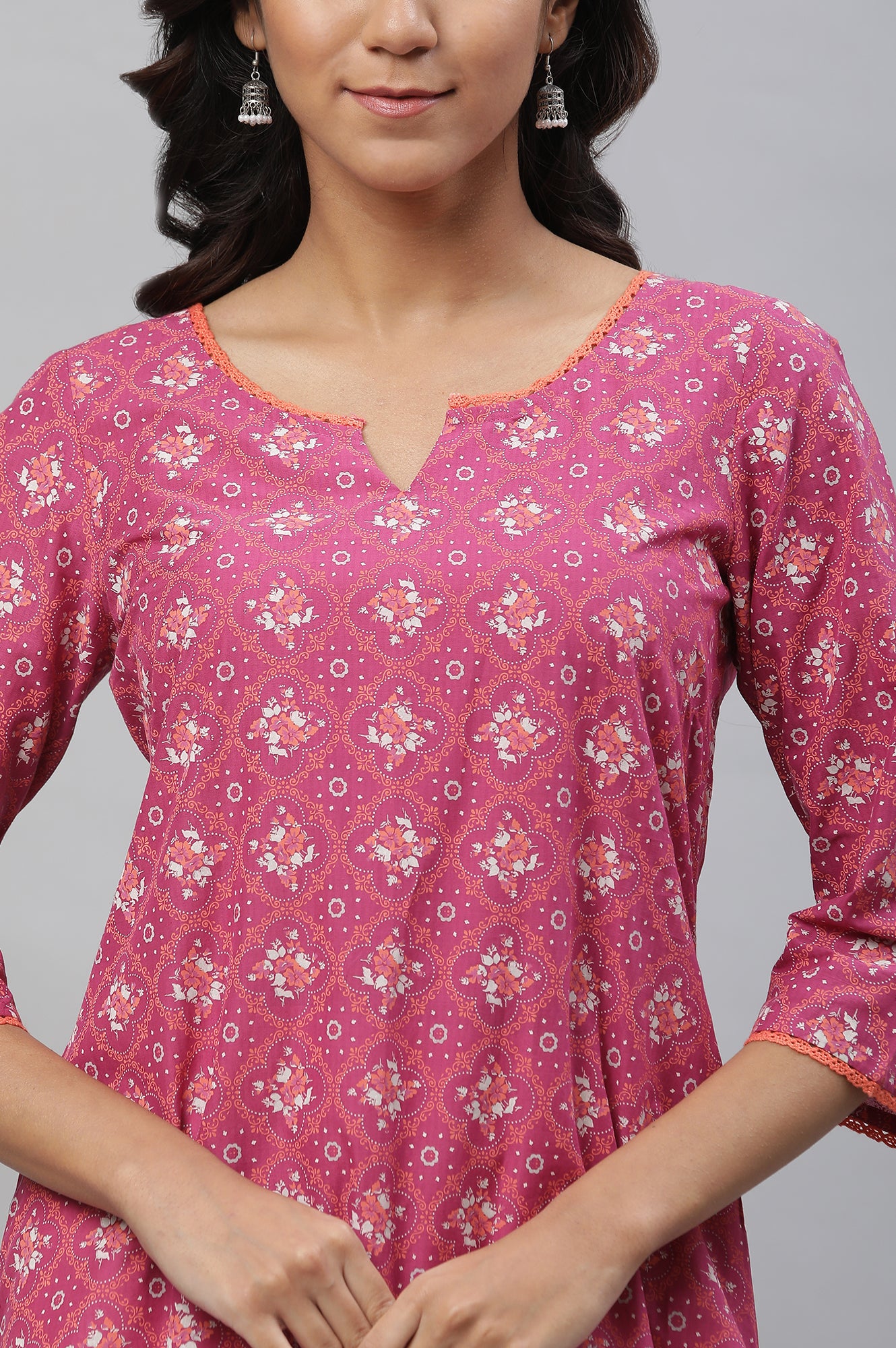 Raspberry Maroon Printed Kurta