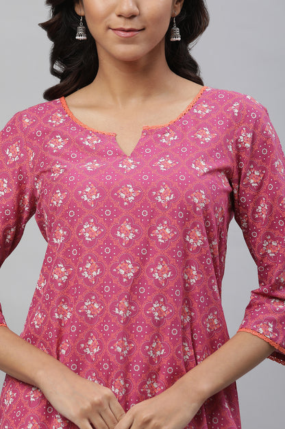 Raspberry Maroon Printed Kurta