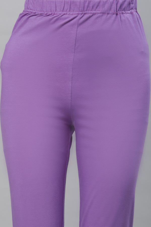 White & Purple Floral Printed Kurta