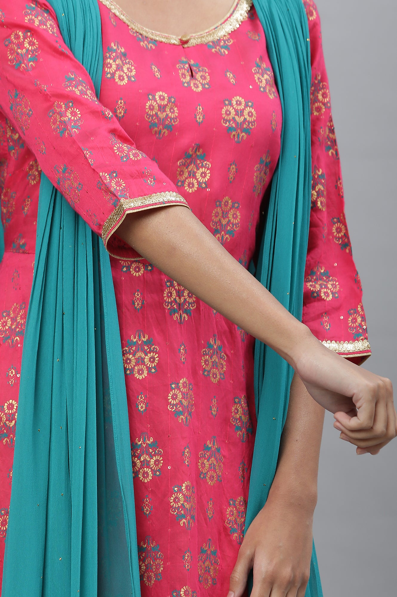 Buy Pink Floral Printed Festive Dress with Attached Dupatta Online for Woman Shop for Aurelia